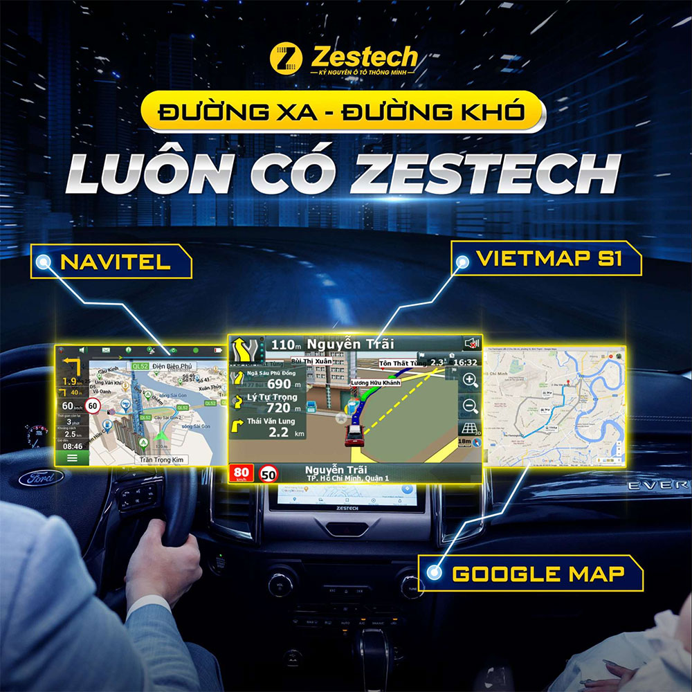 bản đồ dẫn đường trên màn hình Zestech